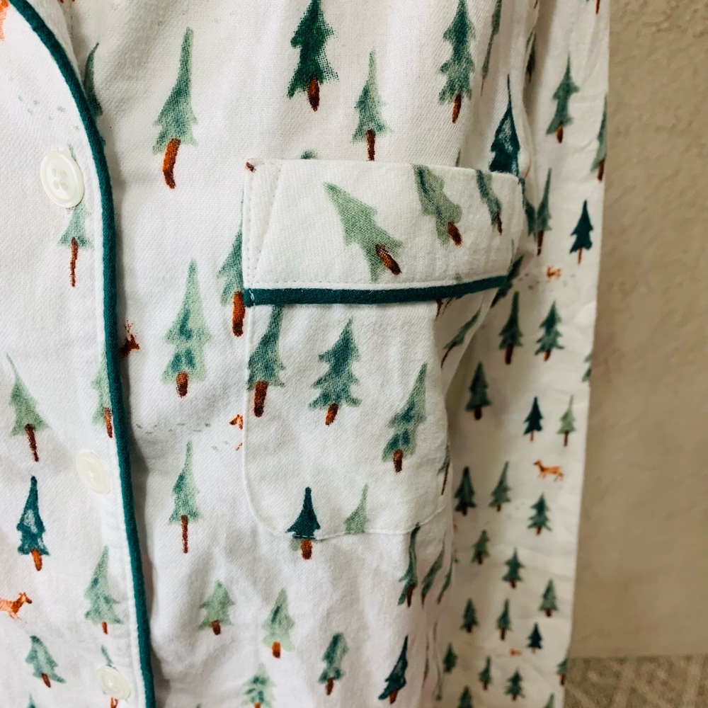 NWT Sleep Sense Christmas Trees Print Portuguese Flannel Sleep Top Size S - Picture 11 of 13